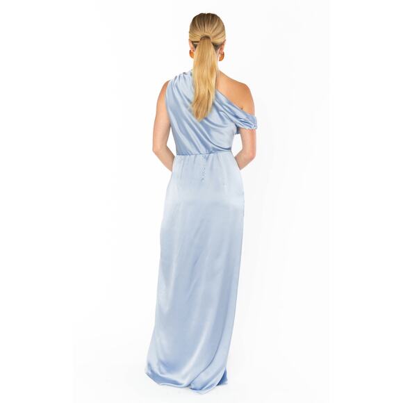 Show Me Your Mumu Jodie Maxi Dress in Steel Blue Luxe Satin XXL - Picture 7 of 7